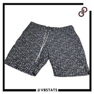 Parke & Ronen‎ Silver / Gray / Blue Hybrid Shorts with Graphic Design Size 32W